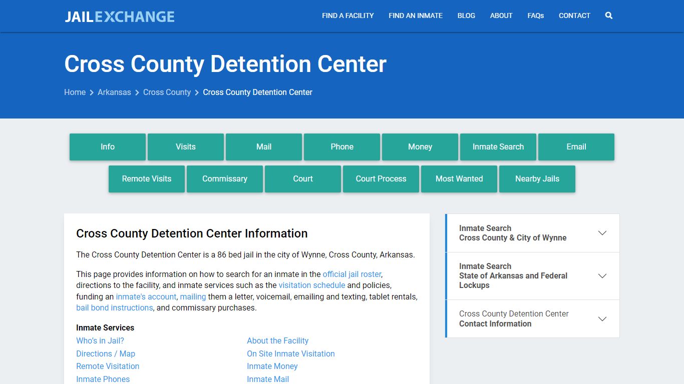 Cross County Detention Center, AR Inmate Search, Information